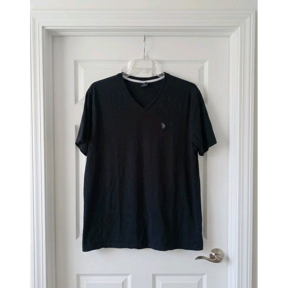 U.S. Polo Assn. V-Neck T-Shirt Mens XL Black Short Sleeve Embroidered Logo